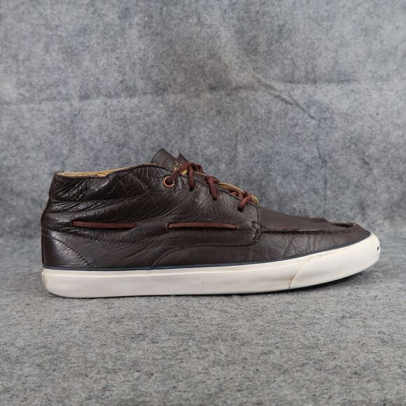 Converse Shoes Mens 8.5 Sneakers Jack Purcell Boat Mid Leather Brown Womens 10 - Picture 2 of 16